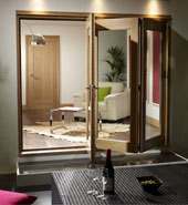 External Oak and White Folding Doors