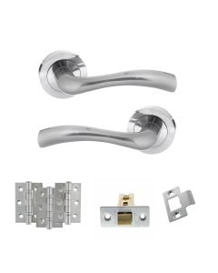 Chase Atlantic Texas on Round Rose Satin Chrome Door Handle Pack Includes Handles Hinges and Tubular Latch
