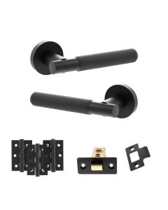 Round Rose Door Handle Pack Matt Black