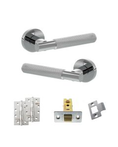 Round Rose Door Handle Pack Polished Chrome