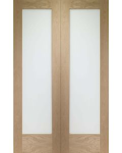 Pattern 10 Internal Oak Rebated Door Pair with Obscure Glass