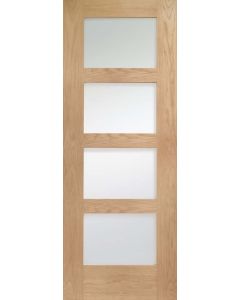 Shaker 4 Light Oak Fire Door Obscure Glass FD30 Untreated