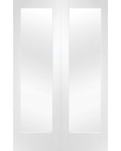 Internal Rebated Door Pair White Primed Pattern 10 with Clear Glass