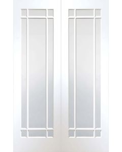 Internal Rebated Door Pair White Primed Cheshire with Clear Glass