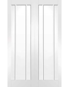 Internal Door Pair White Primed Worcester with Clear Glass
