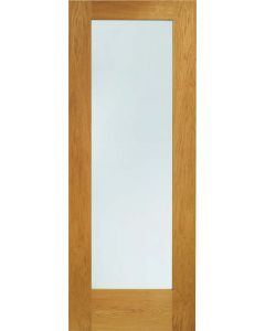 External Door Oak Pattern 10 with Clear Glass Pre Finished in Medium Oak