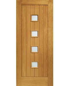 External Door Oak Siena with Obscure Glass Prefinished