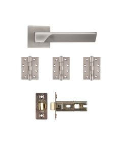 Deanta Athens Latch Kit Satin Nickel Door Handle Pack 2 of Athens Satin Nickel Handle
▪ 3 of Stainless Steel BSEN1935 Hinges
▪ 1 of Tubular Latch Satin Nickel 2.5" Square