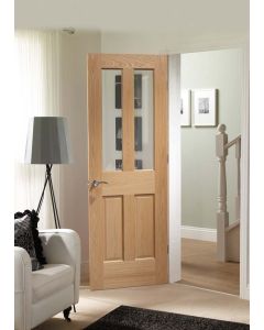 XL Joinery Malton Internal Oak Door with Clear Bevelled Glass no raised mouldings Untreated