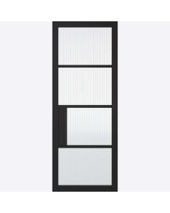 Chelsea 4L Reeded Glass Pre-finished Black Internal Door