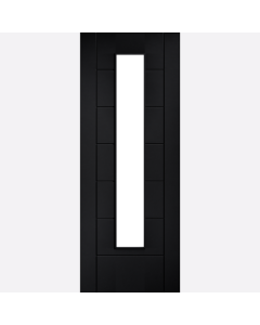 LINEAR 7 PANEL CLEAR GLASS LPD BLACK LAMINATE INTERNAL DOOR BY LPD DOORS