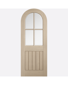 Mexicano Arched Clear Bevelled Glass LPD Doors Prefinished Blonde Oak Internal Door
