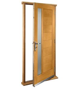 External Oak Modena with Obscure Glass Timber Doorset Prefinished