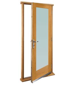 External Oak Pattern 10 with Clear Glass Timber Doorset Prefinished Medium Light Oak (30") - still stock left