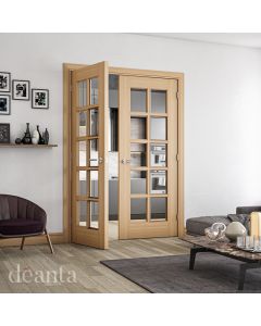 Bristol Untreated clear bevelled glass Oak Internal Door