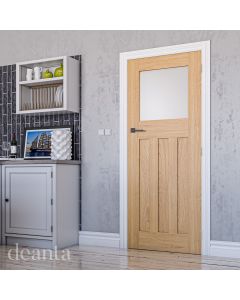 Cambridge Untreated Frosted Glass Oak Internal Door Lifestyle Image Deanta Doors