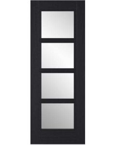 Internal Door Charcoal Black Vancouver 5 Panel with Clear Glass Prefinished
