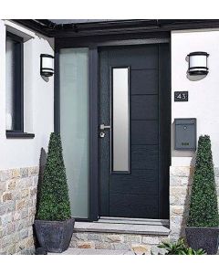 External Door Kit Composite GREY GRP Newbury 1 Light Frosted Sidelight with optional timber frame (to paint on site)