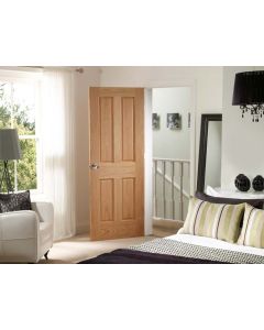 XL Joinery Internal Oak Victorian 4 Panel Fire Door no Raised Mouldings Untreated Lifestyle Image