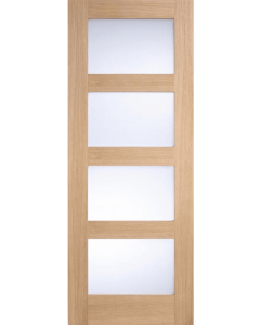 Internal Door Oak Shaker 4 Light Frosted Glass Untreated LPD