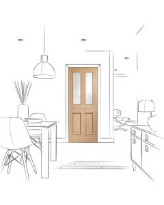 Internal Oak Door Malton with clear bevelled glass & Raised Mouldings Lifestyle