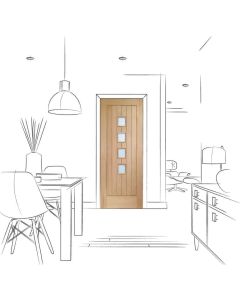 XL JOINERY Oak Contemporary Suffolk 4 Light with Obscure Glass Unfinished