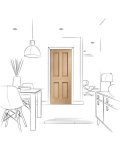 Internal Fire Door Oak Victorian 4 panel with Raised Mouldings Unfinished lifestyle