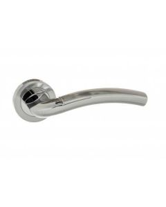 Eco Crest Aluminium Lever on Round Rose - Satin Chrome / Polished Chrome 