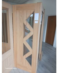 Ely with 5 Clear Triangle Glazed Units Prefinished Oak Internal Door by Deanta