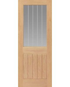 JB Kind Internal Door Oak Thames Half Light Etched Lines Untreated