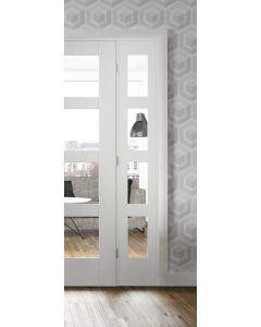 XL Joinery Demi Panel Shaker 4 Light Internal White Primed Door with Clear Glass