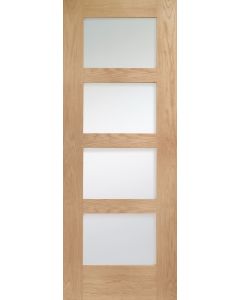 XL Joinery Internal Oak Shaker 4 Panel Door with Obscure Glass Untreated