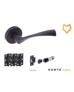 Internal Door Handle Pack Zena Lever on Round Rose Black Matt