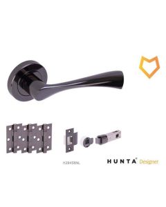 Internal Door Handle Pack Zena Lever on Round Rose Black Nickel