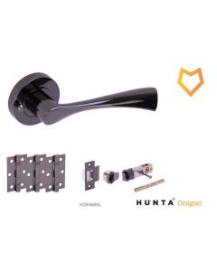 Internal Door Privacy Handle Pack Zena Lever on Round Rose Black Nickel