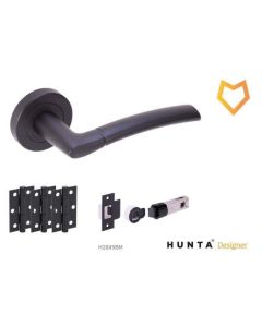Internal Door Handle Pack Nemo Lever on Round Rose Black Matt
