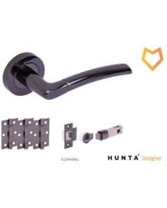 Internal Door Handle Pack Nemo Lever on Round Rose Black Nickel