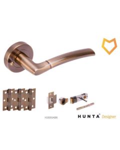 Internal Door Handle Pack Nemo Lever on Round Rose Antique Bronze