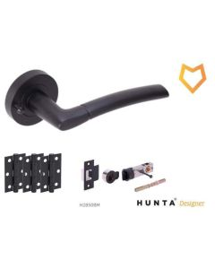 Internal Door Privacy Handle Pack Nemo Lever on Round Rose Black Matt