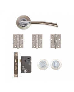 Deanta Hera Bathroom Door Handle Pack Satin Nickel Chrome Finish