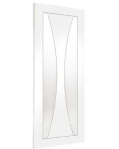 Internal Door White Primed Verona with clear glass angled image