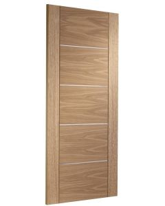 XL Joinery Portici Prefinished Oak Internal Door with silver aluminium strips
