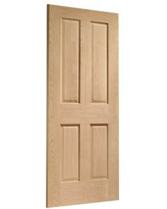 Internal Fire Door Oak Victorian 4 Panel with non raised mouldings Prefinished side view