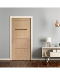 Internal Door Oak Shaker 4 Panel Untreated Lifestyle Image XL Joinery