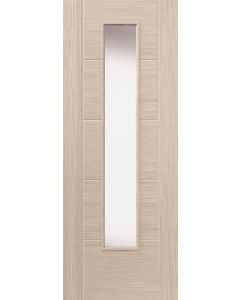 Internal Door Semi Solid Core Tigris Ivory Clear Glass Prefinished