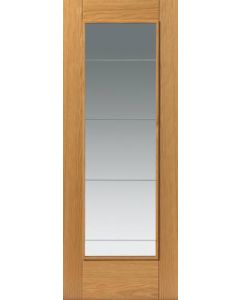 Internal Door Oak Medina with Clear Diamond Cut Glass Prefinished