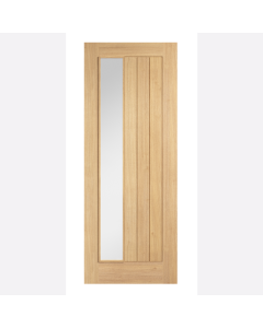 Belize Untreated Offset with Clear Glass and Raised mouldings Internal Oak Door
