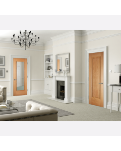 Internal Door Oak Eindhoven Clear Glass Pre Finished Lifestyle Image