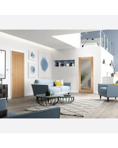 Internal Door Oak Mexicano Clear Glass with Etched Lines Lifestyle Image