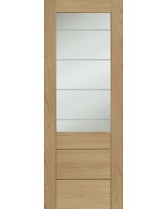 XL Joinery Palermo 2XG Internal Oak Fire Door with Clear Etched Glass Untreated FD30 OGOPALXG-FD